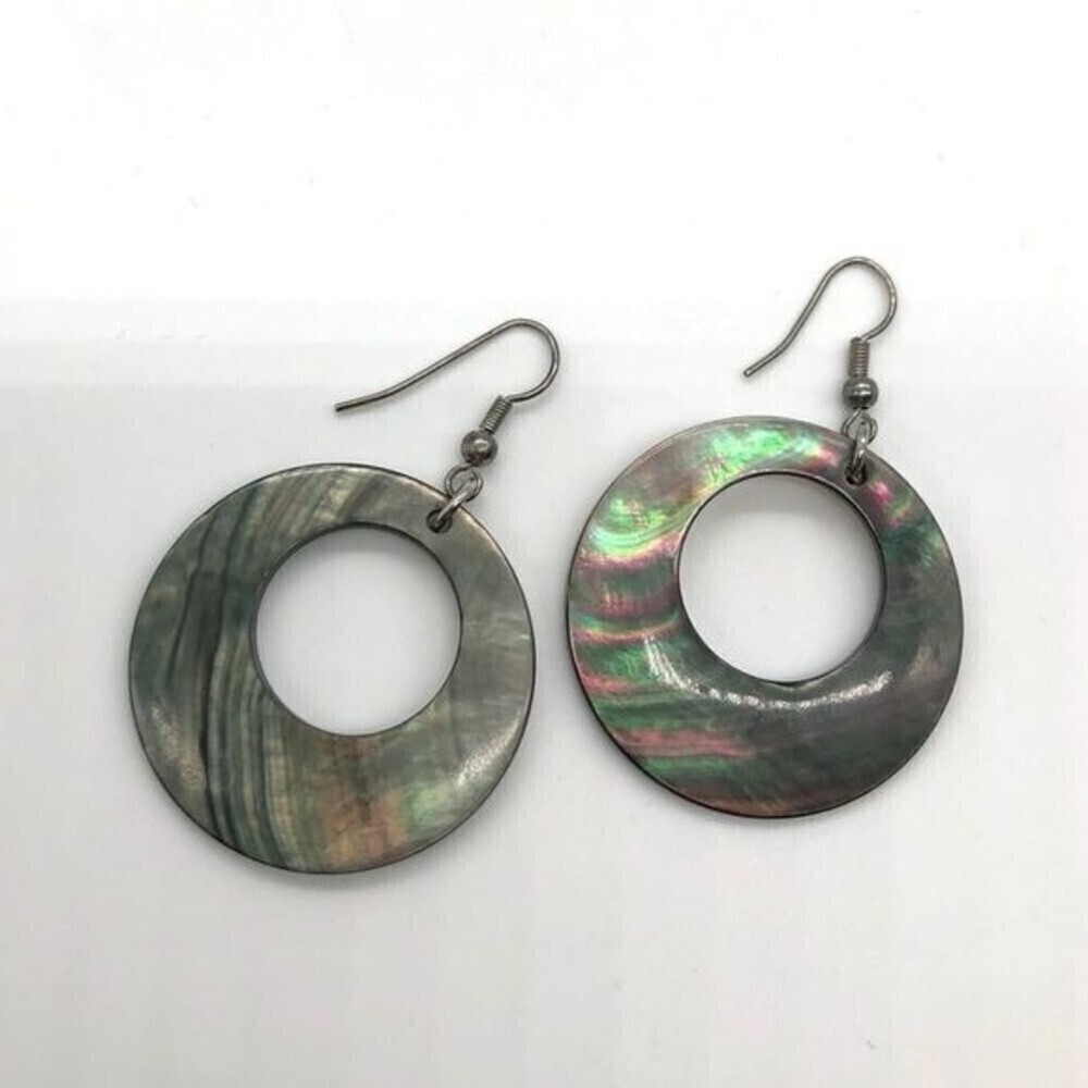 Abalone Round Dangle Earrings